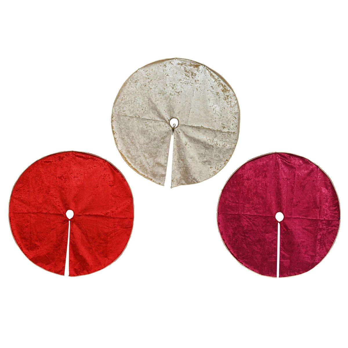 Christmas Tree Skirt Velvet Braided 120cm Assorted - affordable Luxe Heritage Christmas decoration NZ