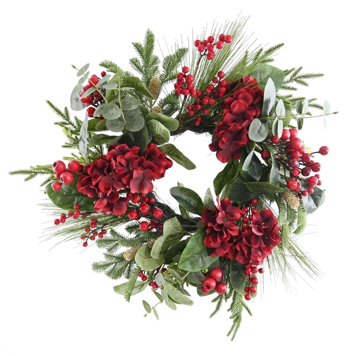 Christmas Wreath Hydrangea Red 50cm Christmas decoration