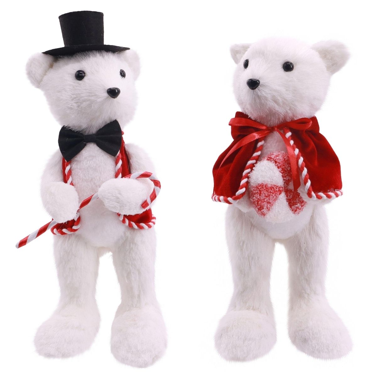 Christmas Flocked Dressed Teddy Bear 31cm Assorted - affordable Christmas decoration NZ