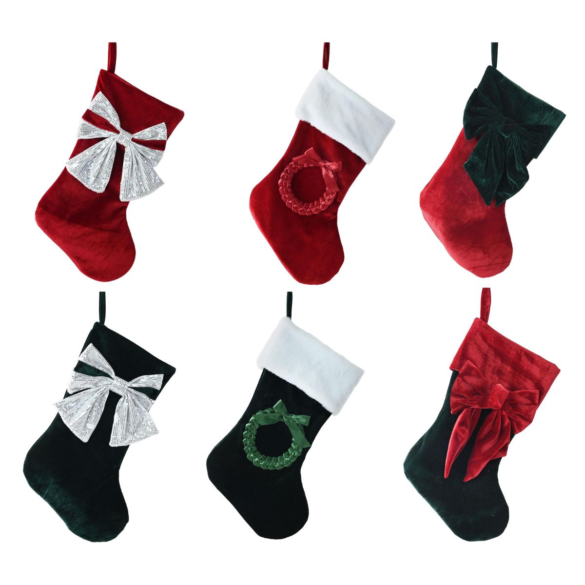 Opulent Velvet Stocking 52cm Asst - Woodland Velvet Christmas decoration