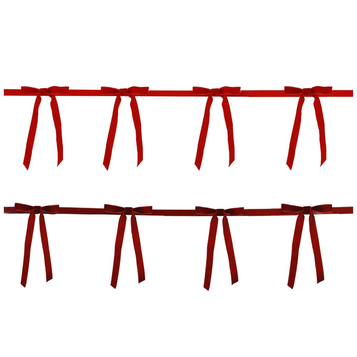 Christmas Velvet Ribbon Bow Garland 2.4m Assorted - affordable Luxe Heritage Christmas decoration NZ