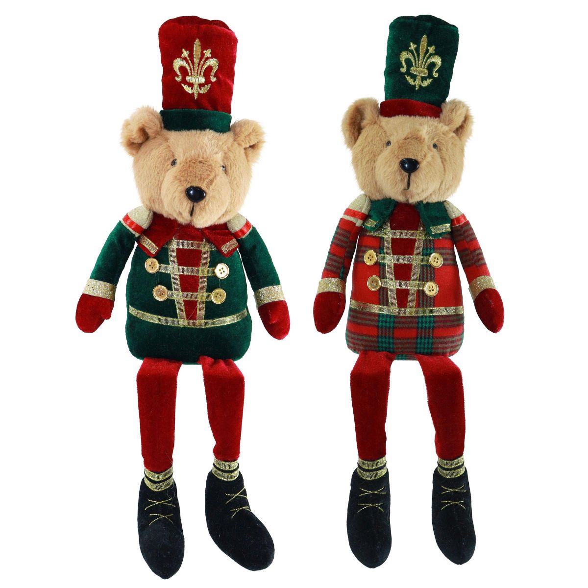 Christmas Regent Velvet Sitting Bear Assorted - affordable Luxe Heritage Christmas decoration NZ
