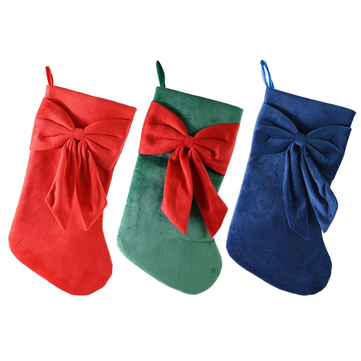 Christmas Stocking Luxury Bow 48cm Assorted - affordable Luxe Heritage Christmas decoration NZ