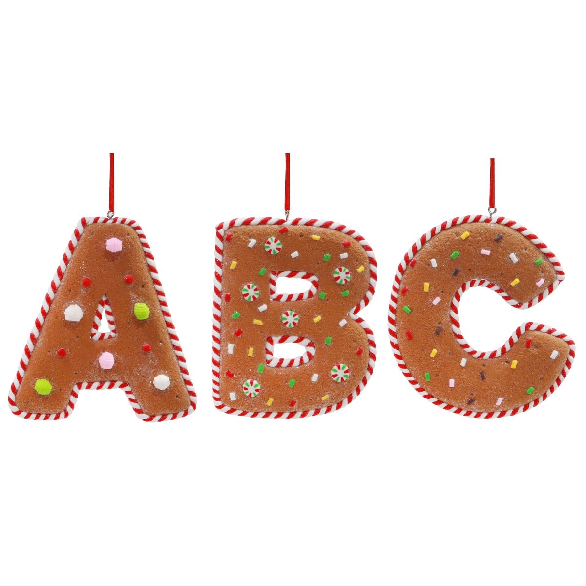 Christmas Gingerbread Candy Alphabet Decoration 11cm Assorted - Candy Cane Lane Christmas decoration
