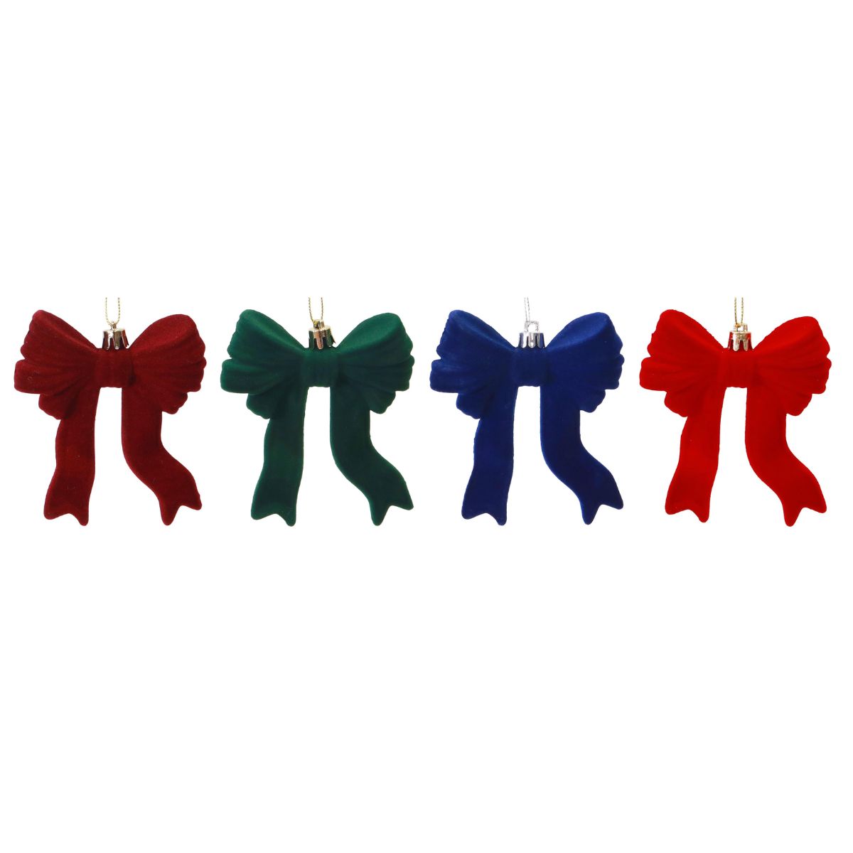 Christmas Hanging Flocked Bow 10cm Assorted - affordable Luxe Heritage Christmas decoration NZ