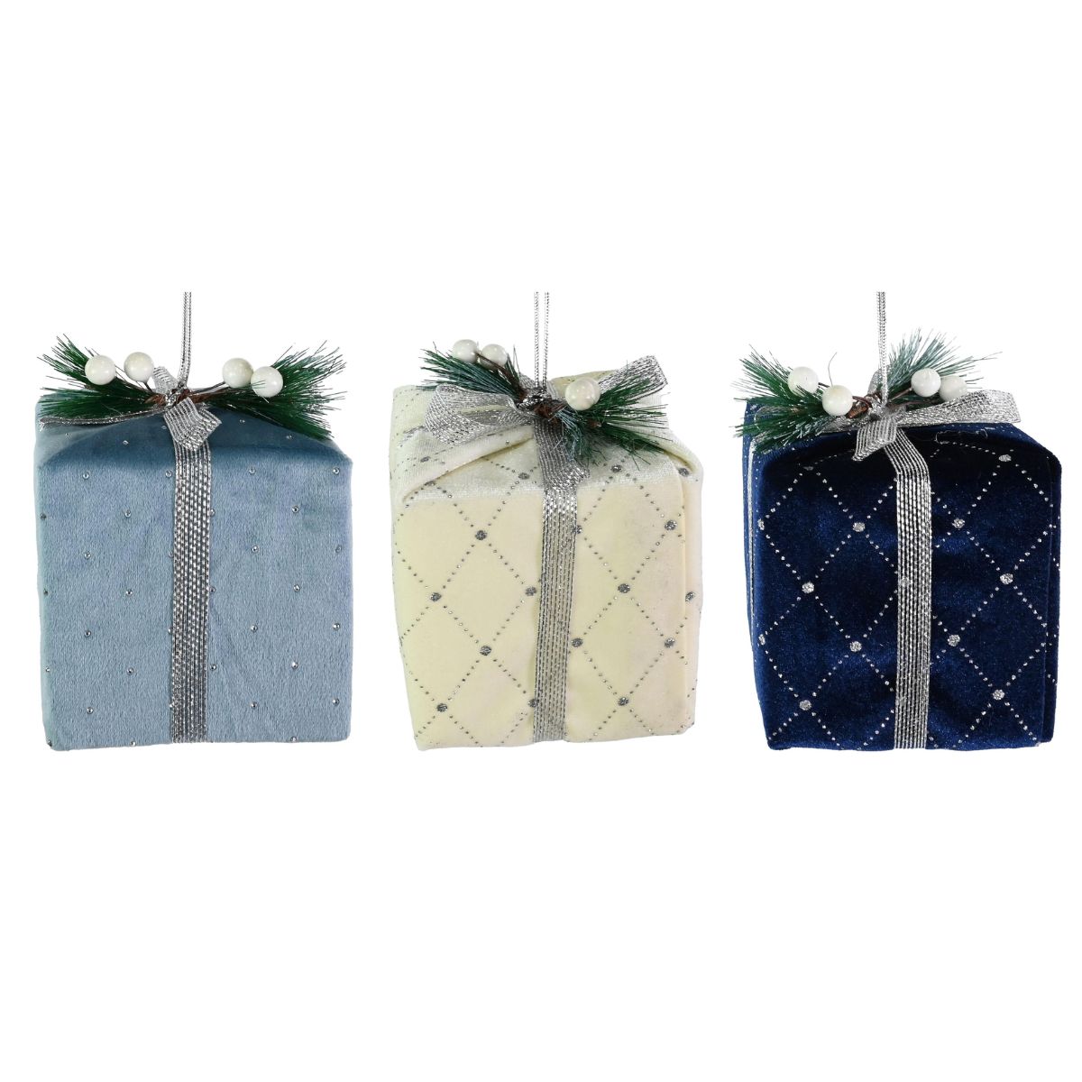 Christmas Hanging Velvet Present 9cm Assorted Christmas decoration product image