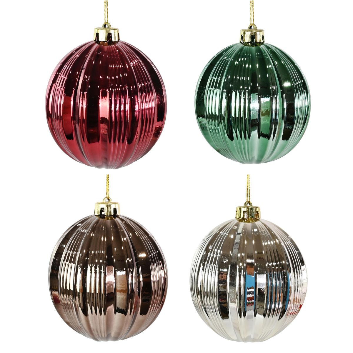 Bauble Shiny Fluted 12cm Asst - Woodland Velvet Christmas decoration