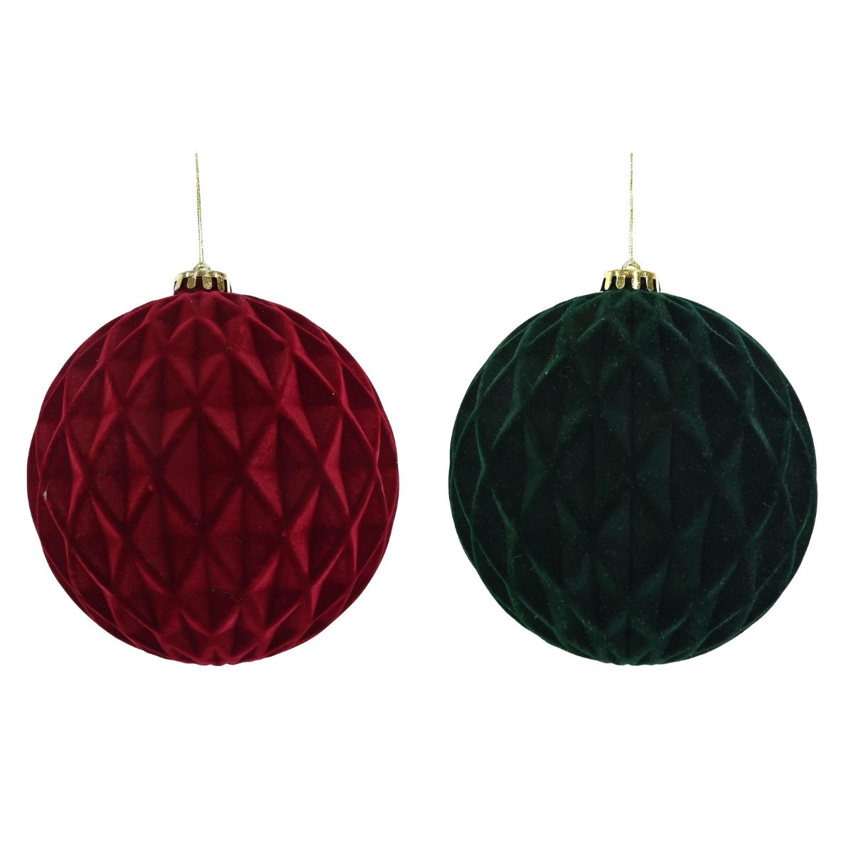 Flocked Diamonds Bauble 15cm Asst - Woodland Velvet Christmas decoration