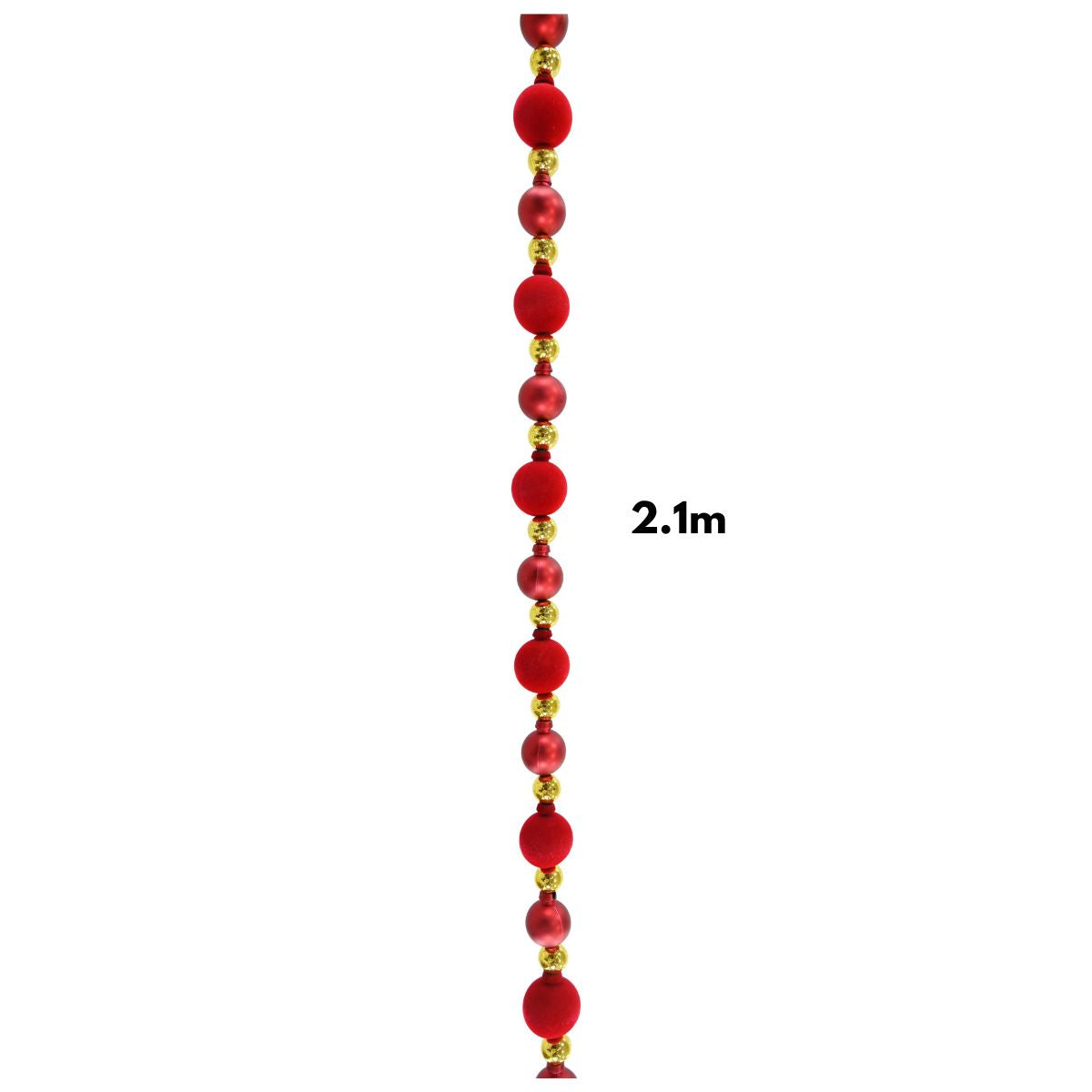 Christmas Flocked Bauble Garland Red 2.1m - affordable Luxe Heritage Christmas decoration NZ