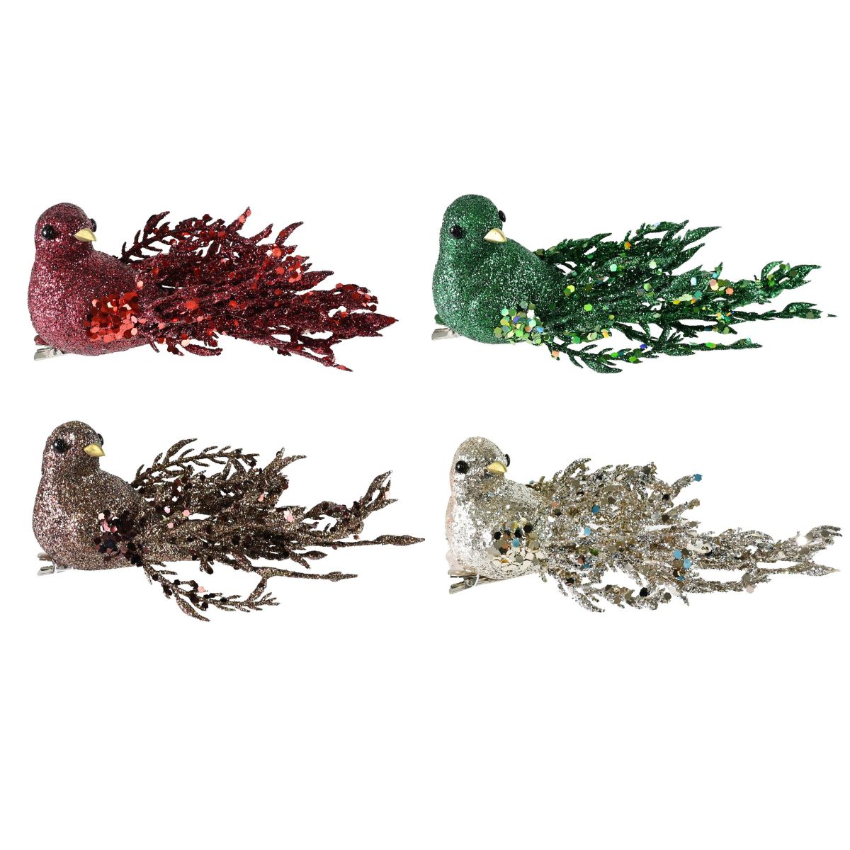 Fantail Glitter Clip Asst - Woodland Velvet Christmas decoration