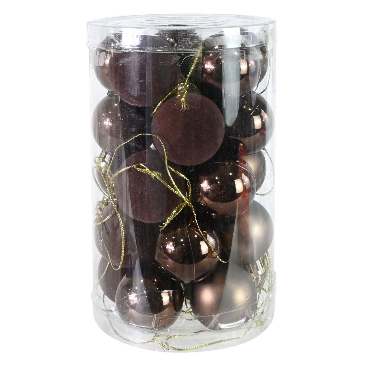 Christmas Baubles 40mm 25pk Mocha - affordable Luxe Heritage Christmas decoration NZ