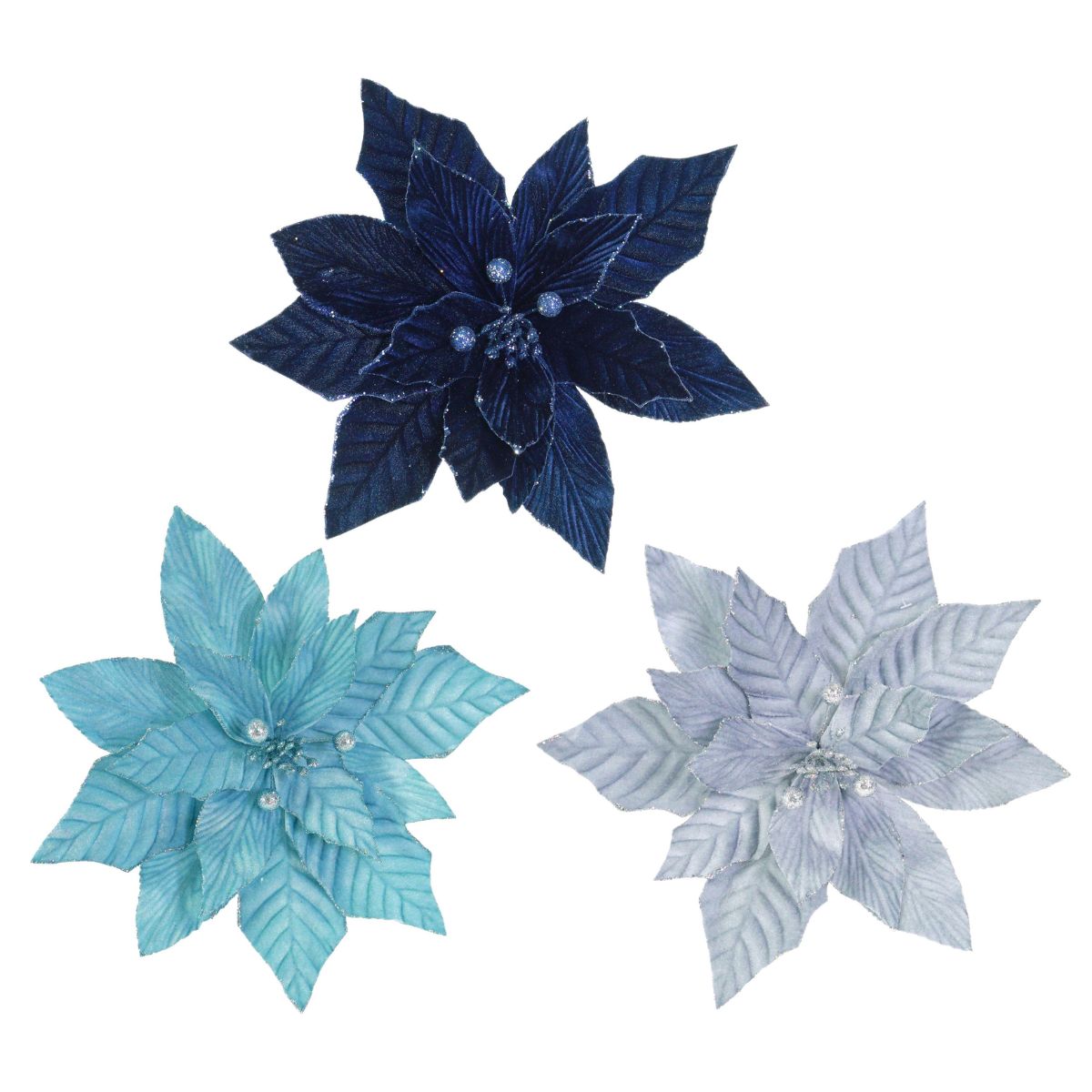 Christmas Romantic Velvet Poinsettia Clip Assorted Christmas decoration product image
