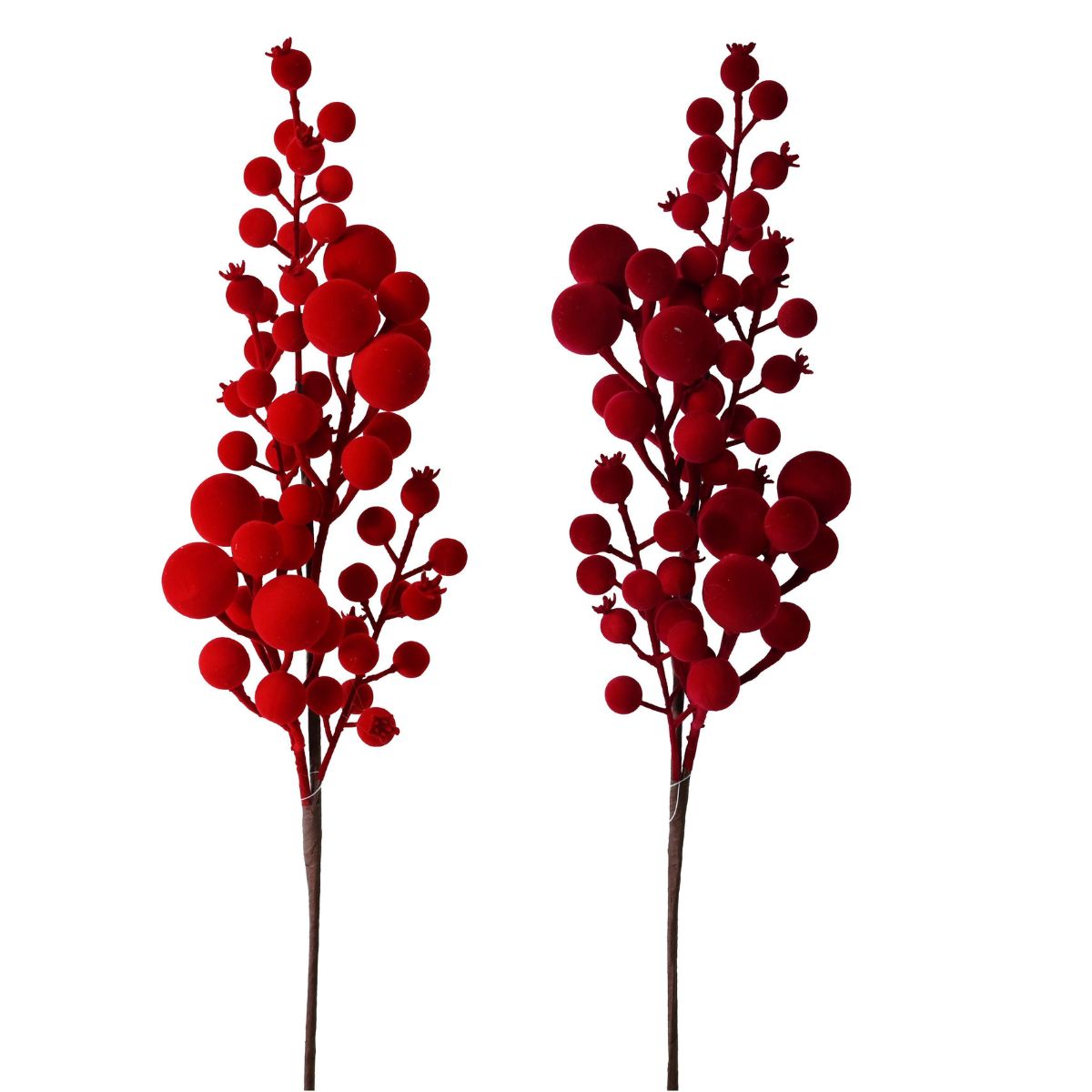 Flocked Multi Berry Pick 60cm Asst - Woodland Velvet Christmas decoration