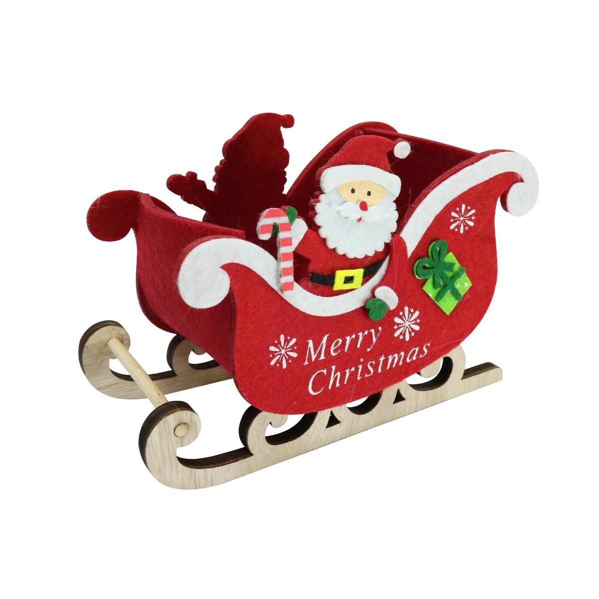 Christmas Santa Sleigh Felt Bucket Small