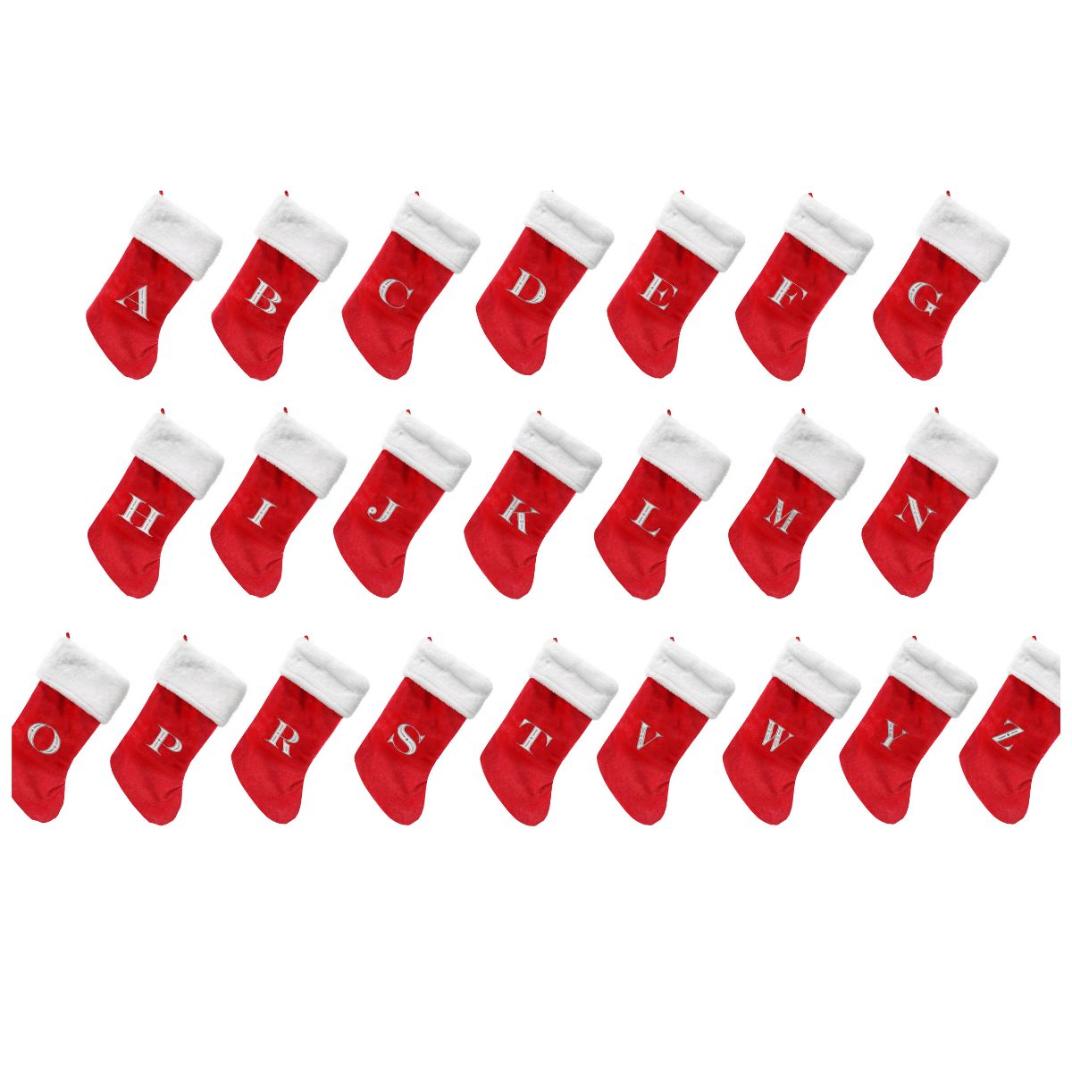 Christmas Alphabet Stocking Luxury Emroidered Red/silver 50cm