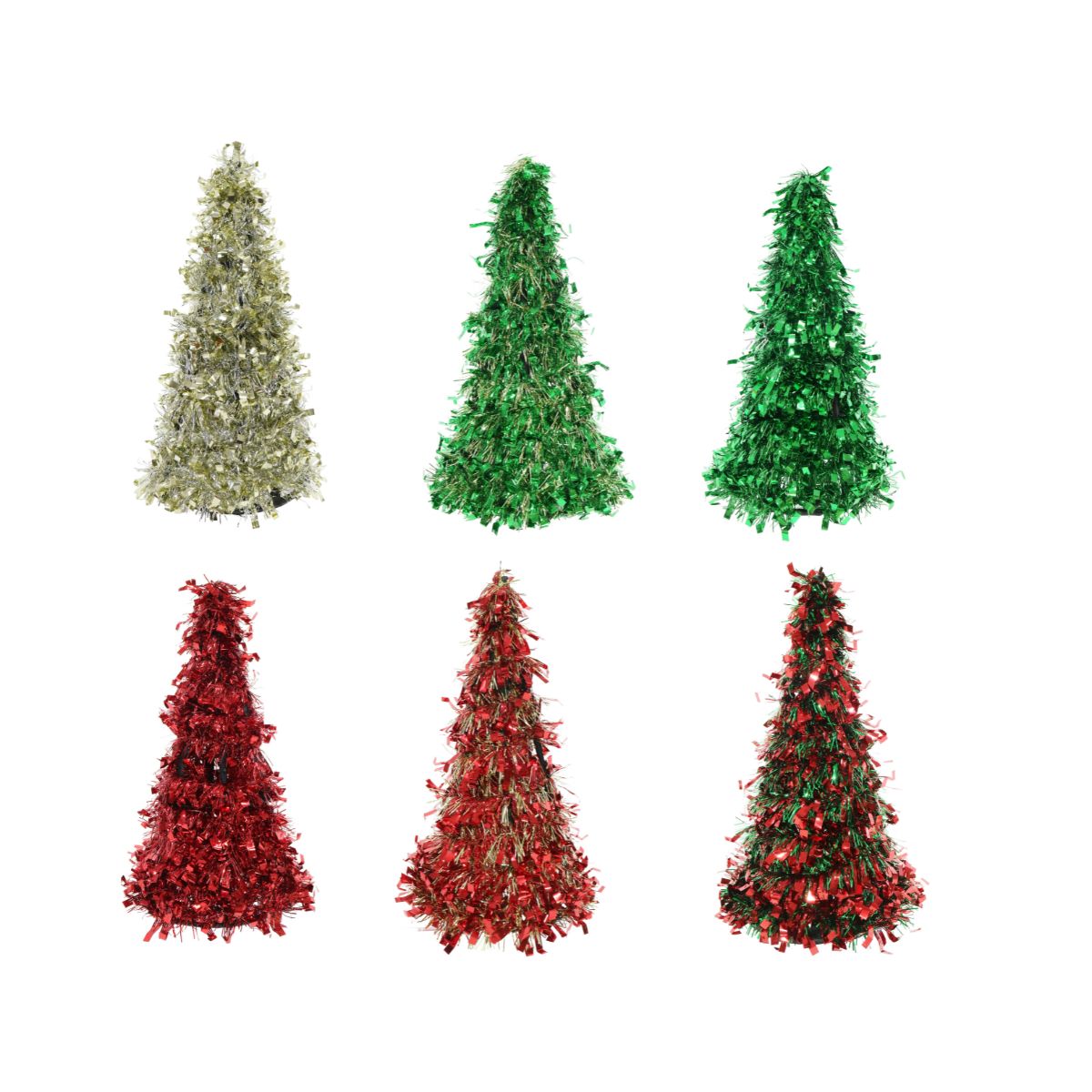 Christmas Tinsel Cone Tree 26cm Assorted