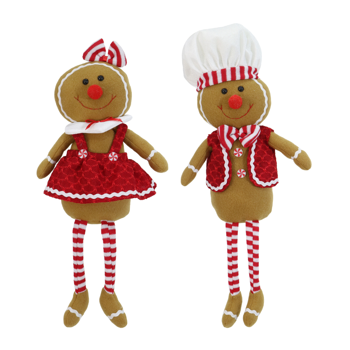 Christmas Gingerbread Mr/mrs Candy Stripe Sitting 50cm Assorted
