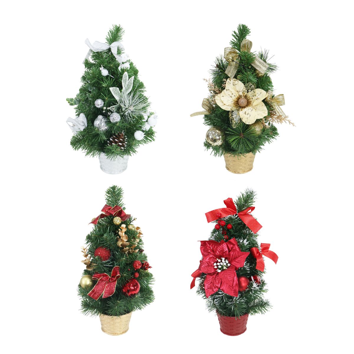 Christmas Pine Potted Tree Decorated 40cm Assorted