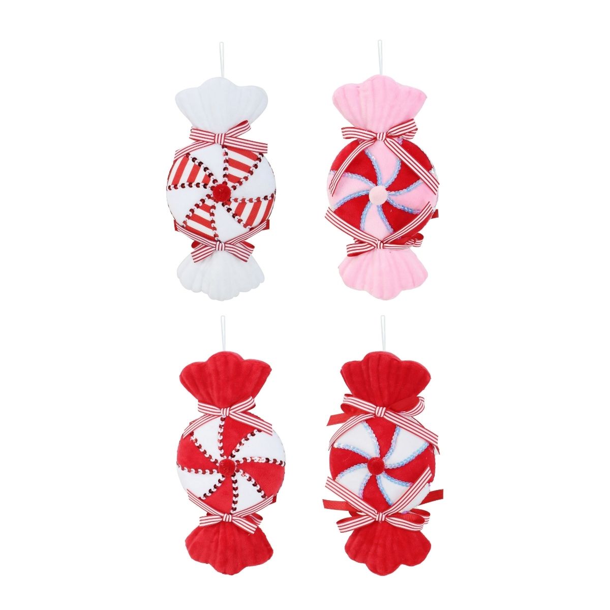 Flocked Candycane Sweets 26cm Assorted