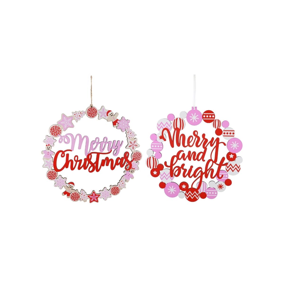 Christmas Merry Candycane Plaque 30cm Assorted