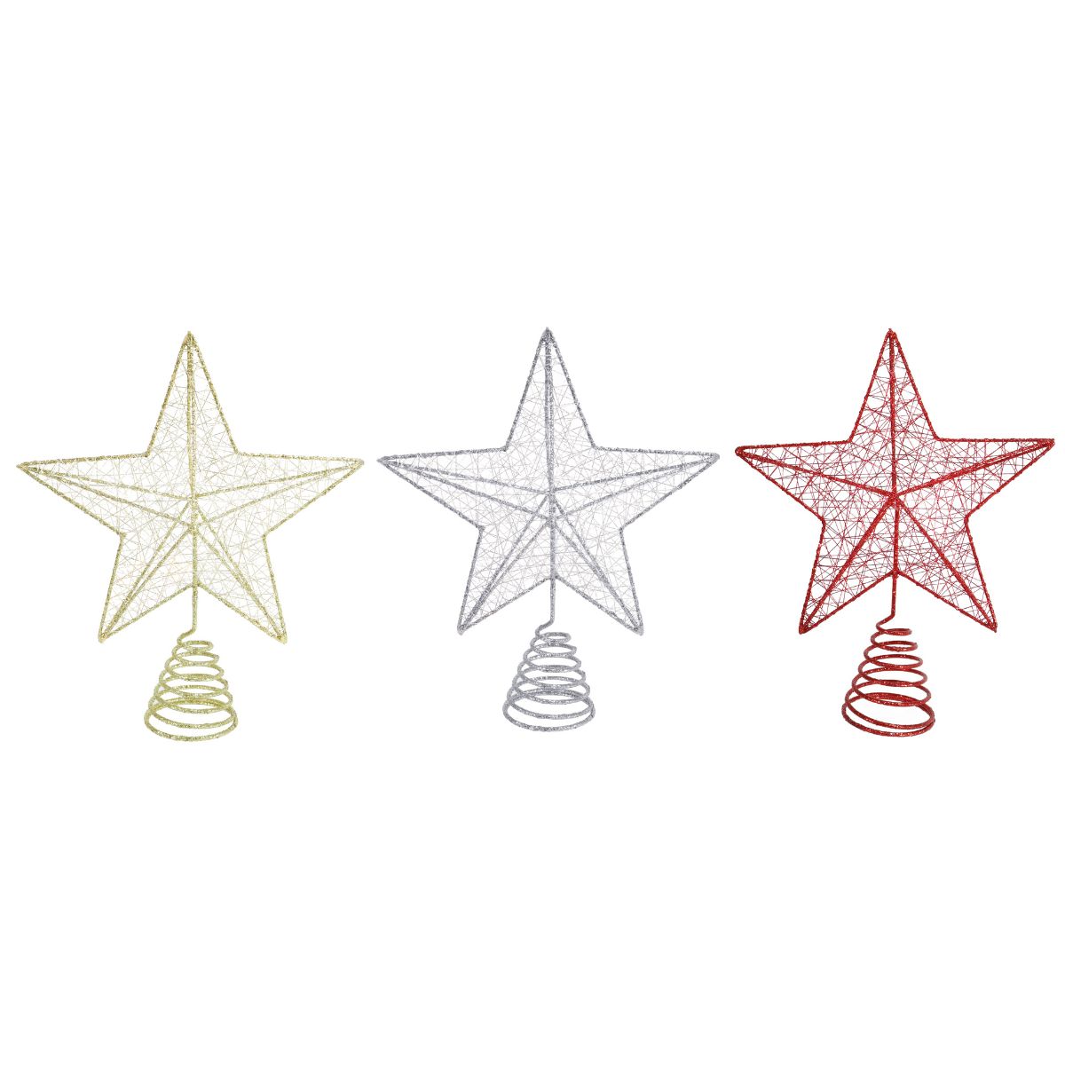 Christmas Glitter Wire Star Topper 20cm Assorted