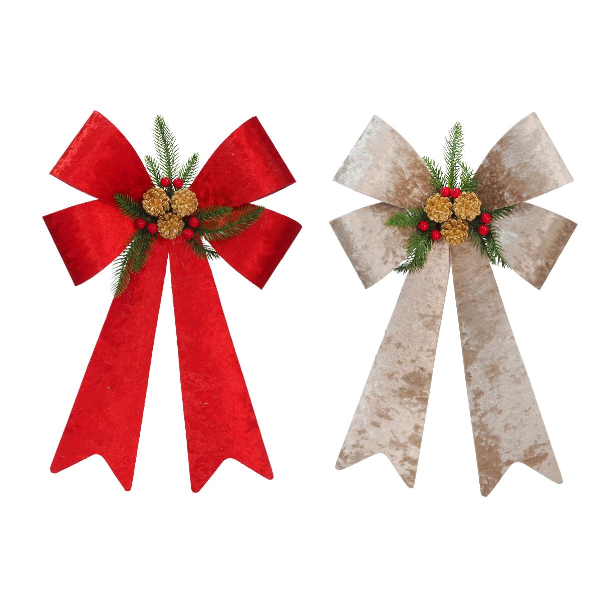 Bow Crushed Velvet Gold  Decoration Assorted