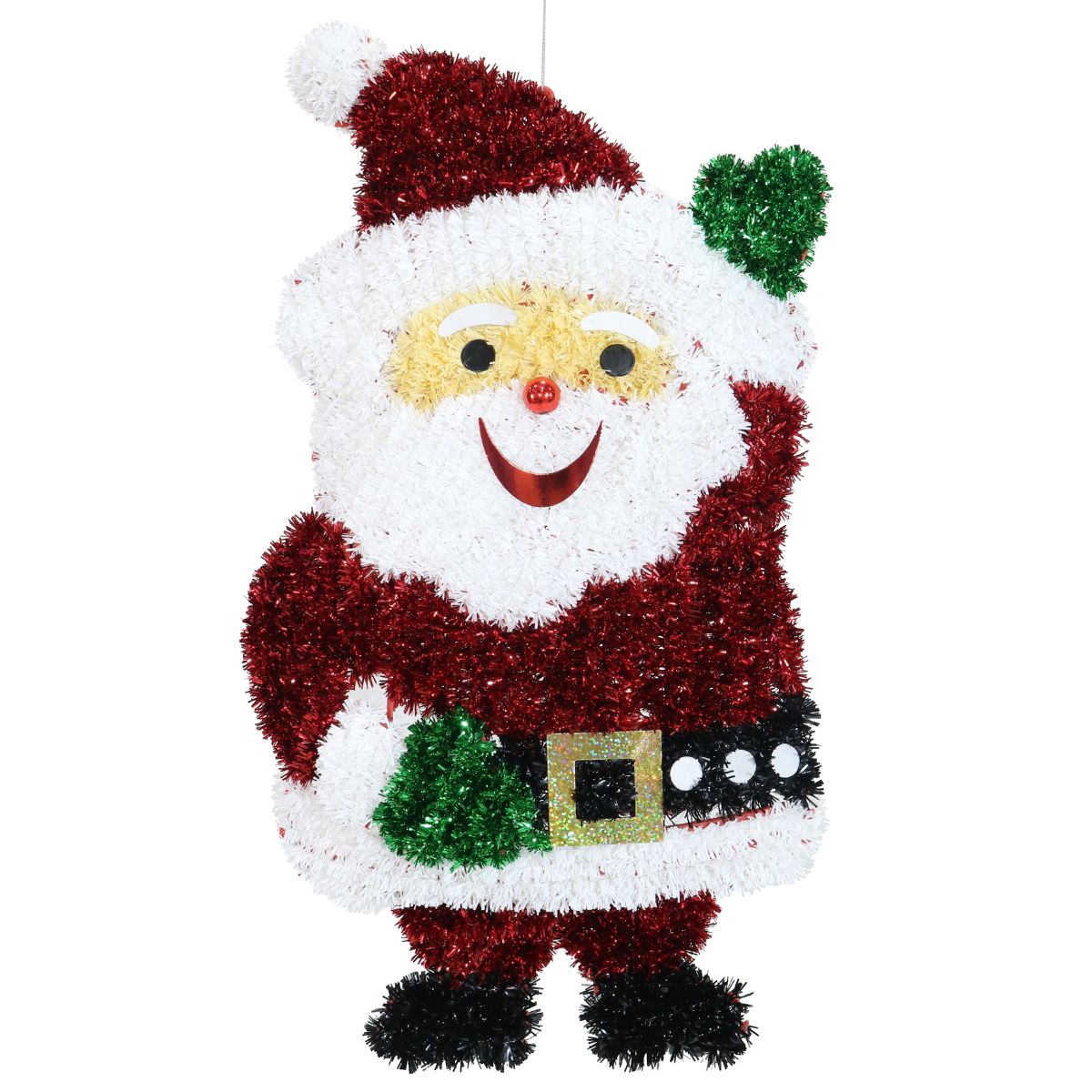 Christmas Tinsel Waving Santa Plaque