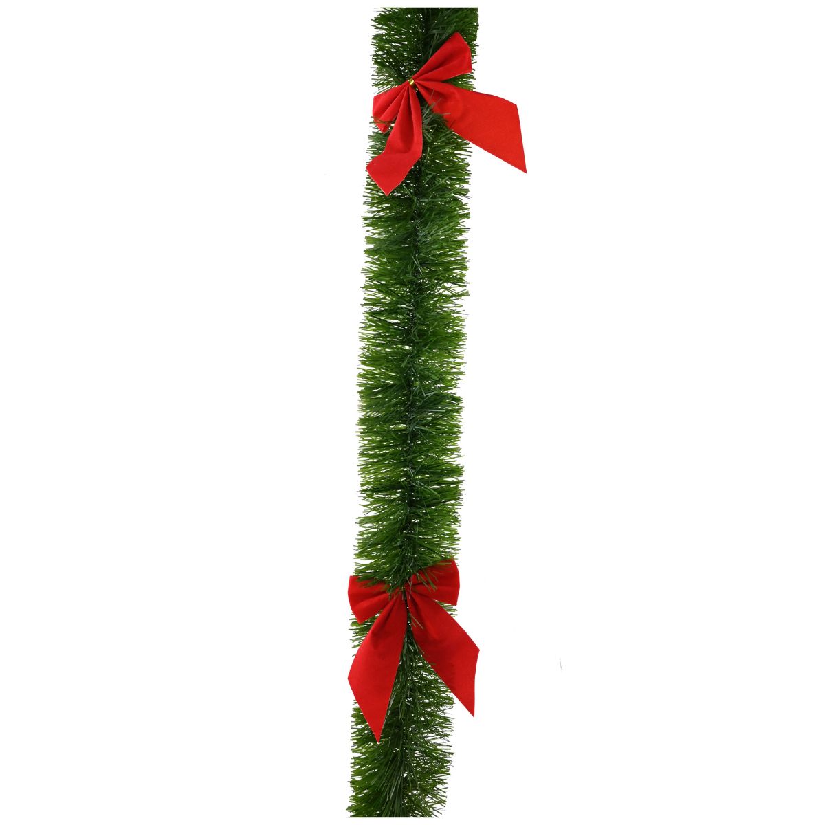Christmas Green Tinsel Red Bows 3m