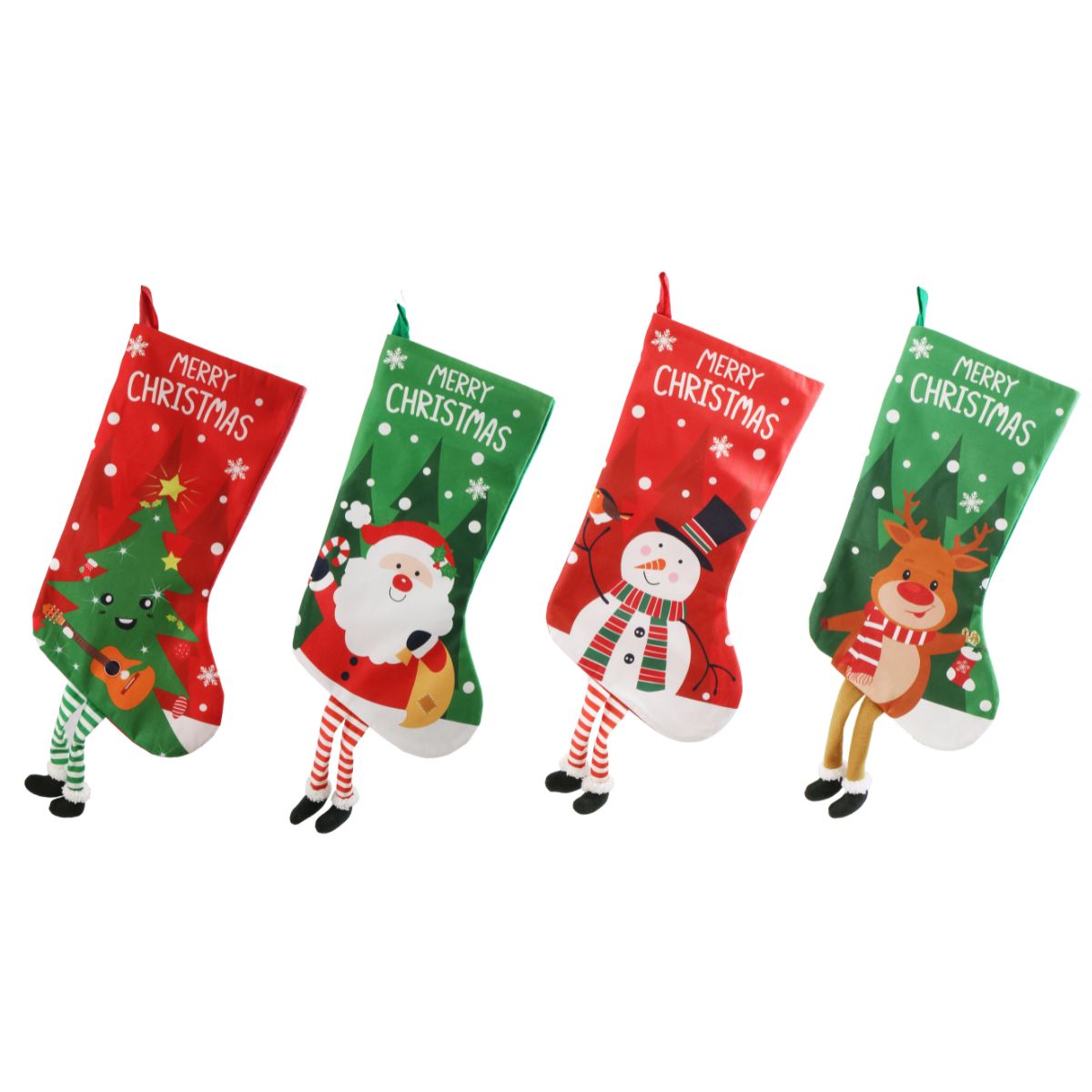 Christmas Candy Leg Character Stocking 55cm Assorted