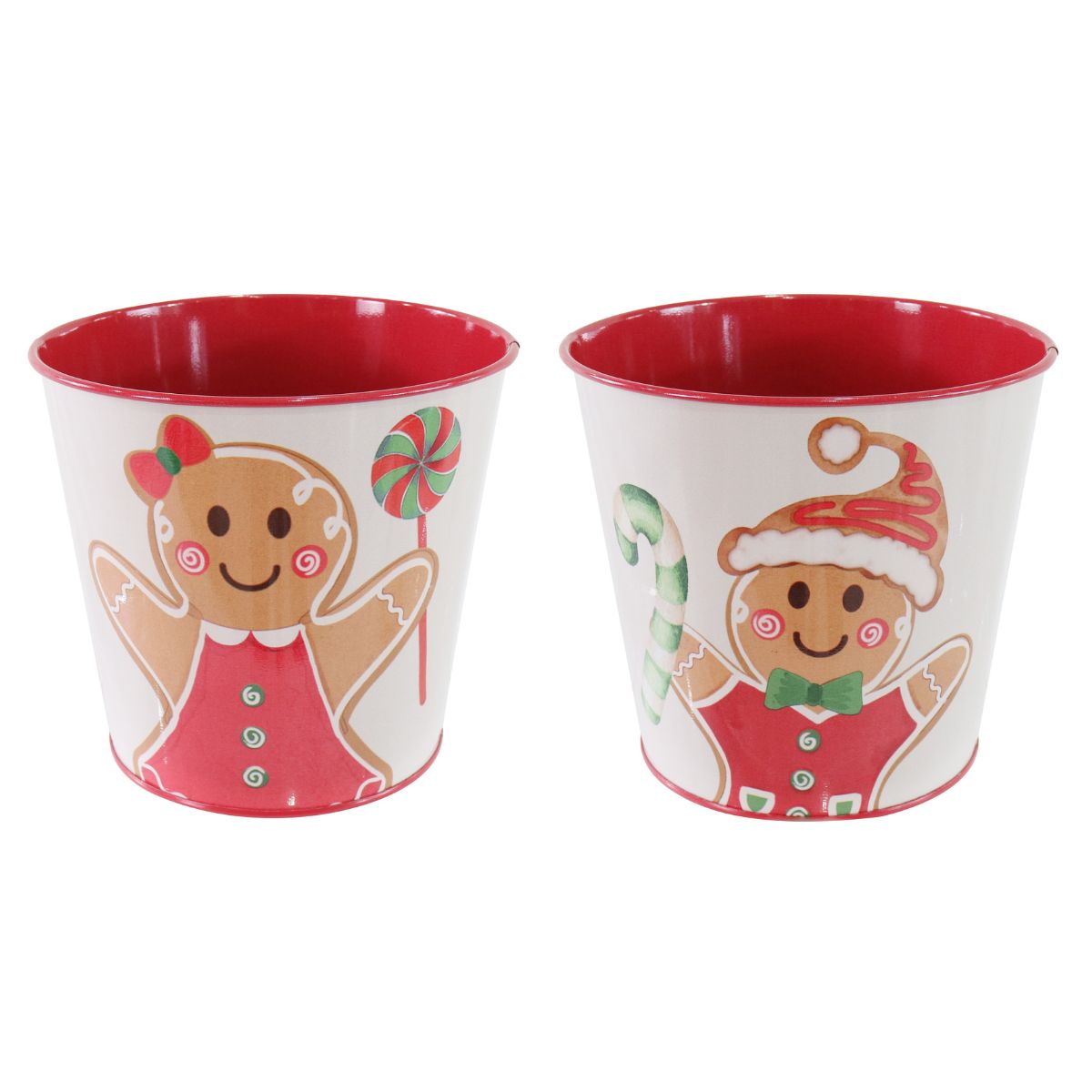 Christmas Gingerbread Metal Bucket Assorted