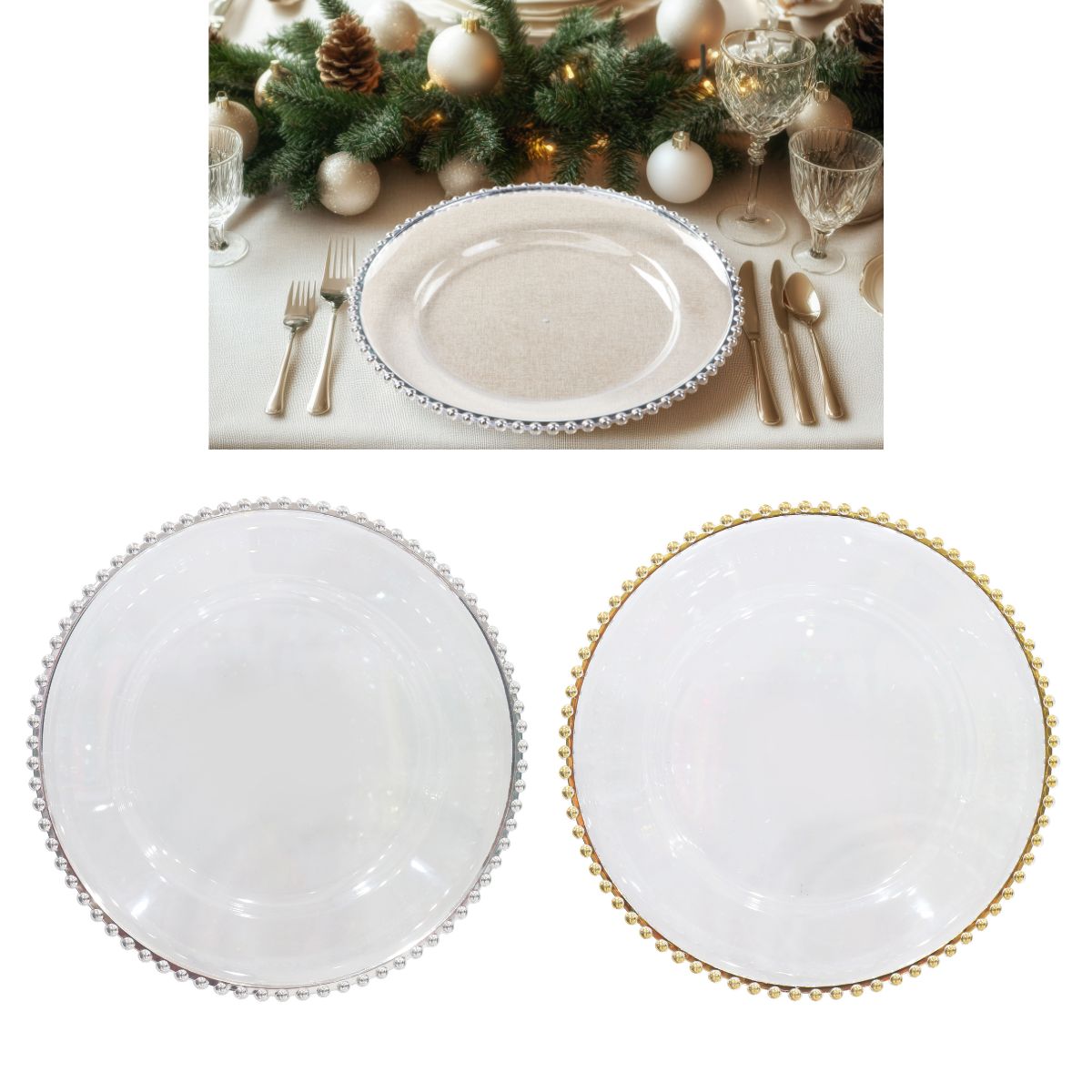Beaded Charger Plate 32cm Assorted