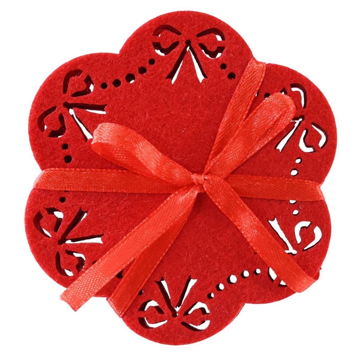 Christmas Bow Felt Coaster 4pk - affordable Christmas decoration NZ