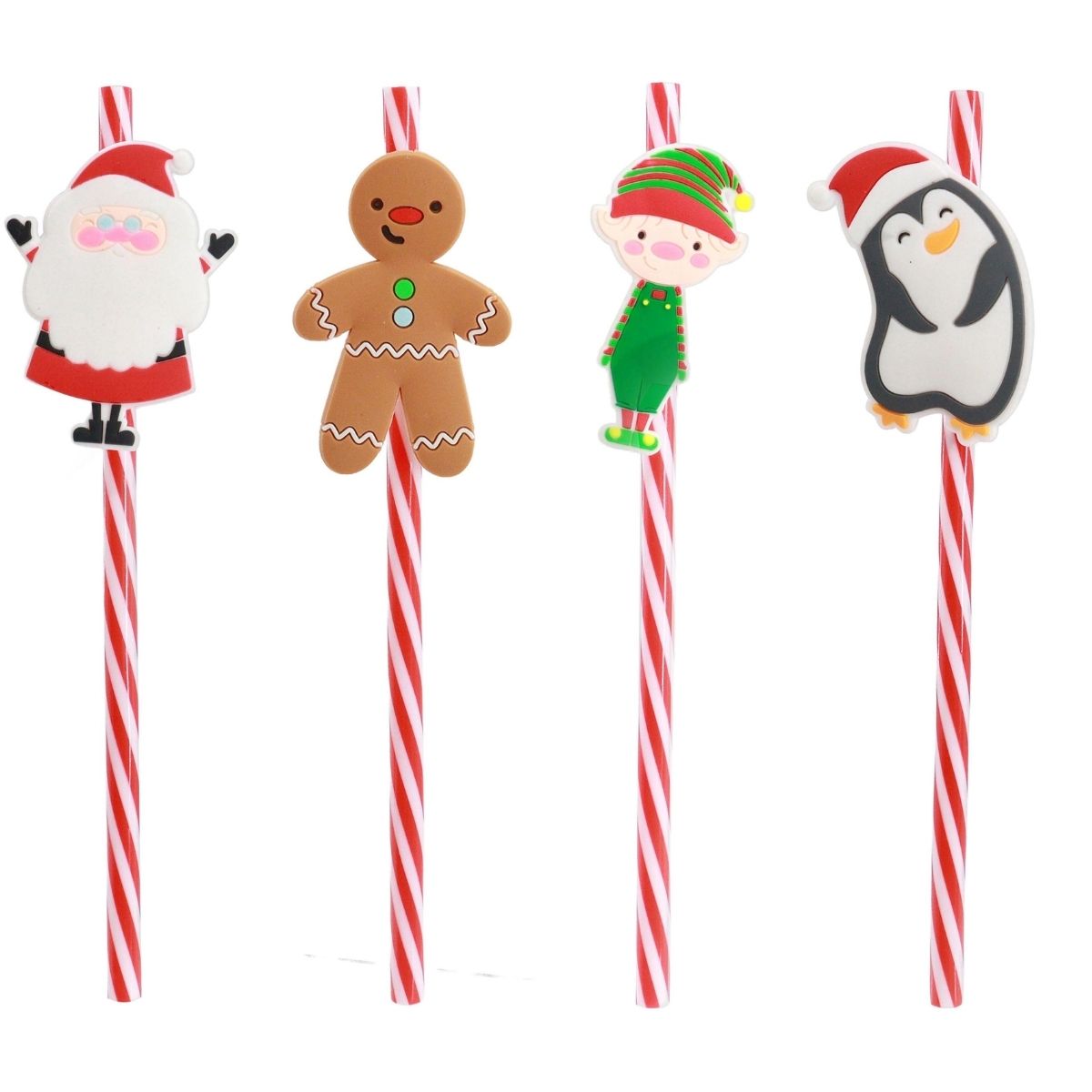 Christmas Candystripe Straw 4pk - affordable Christmas decoration NZ