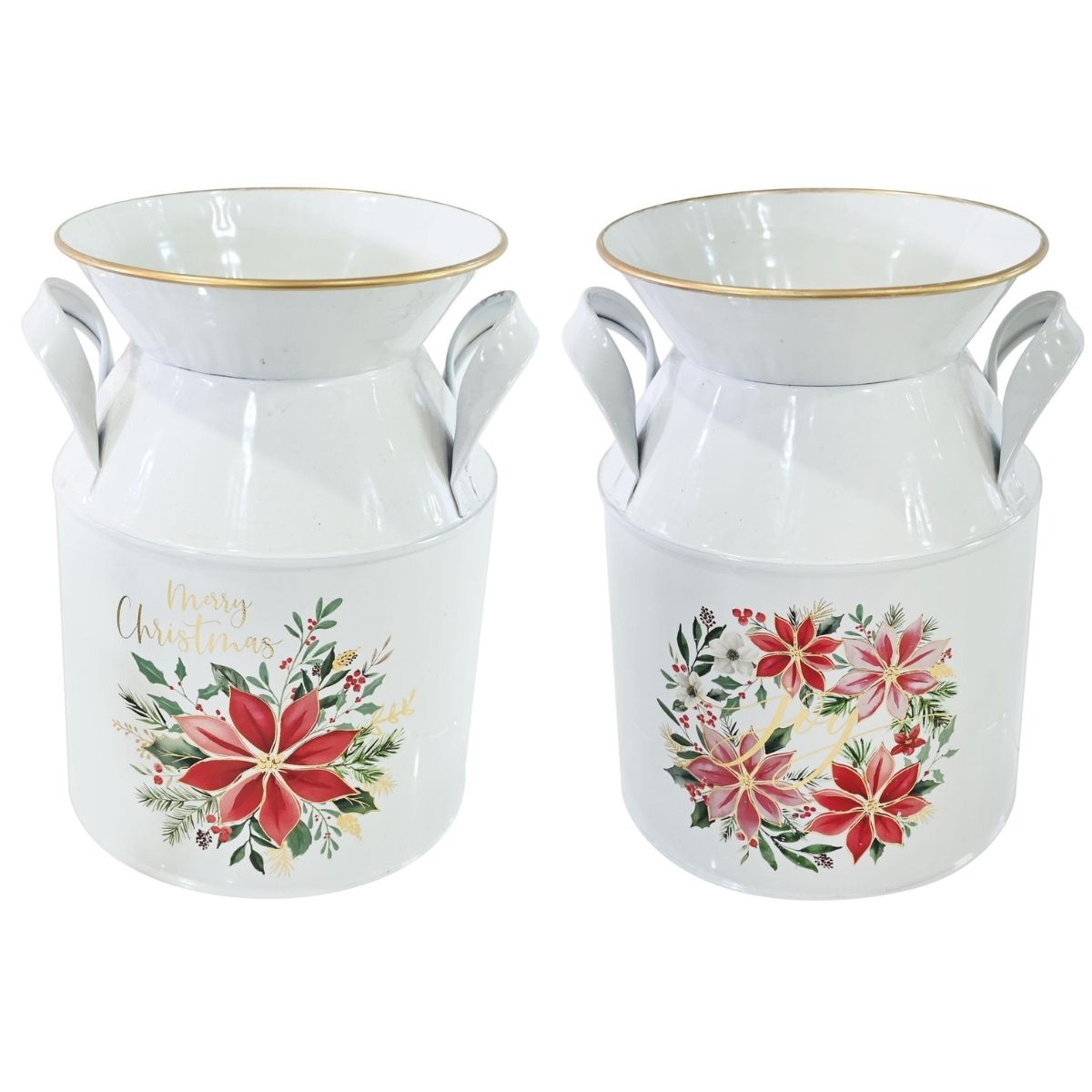 Christmas Metal Cream Can Assorted - affordable Christmas decoration NZ