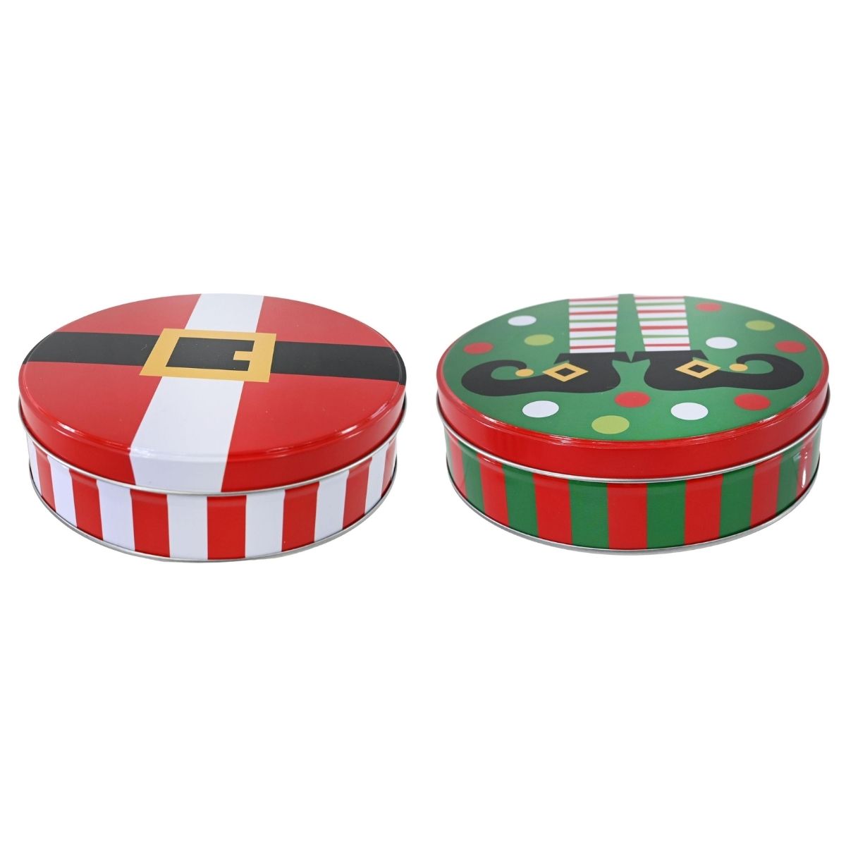 Christmas Cookie Tin Santa/elf 17cm Assorted - affordable Christmas decoration NZ
