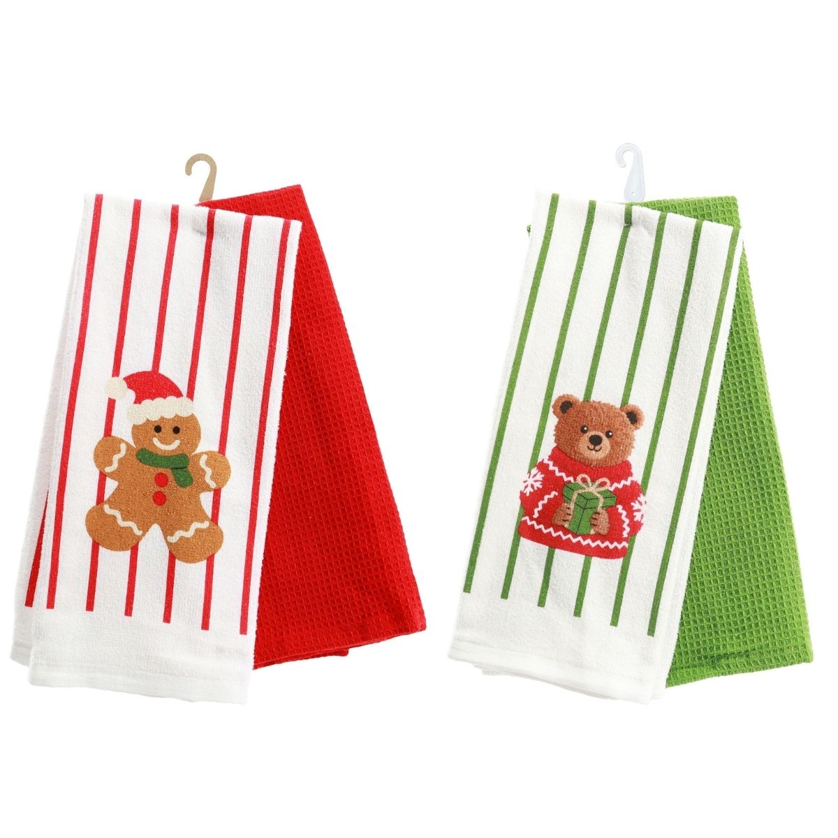 Christmas Cotton Waffle Tea Towel 2pk Assorted - affordable Christmas decoration NZ