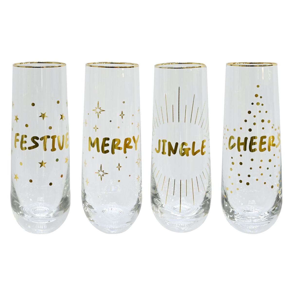 Stemless Bubbly Glass Gold Assorted