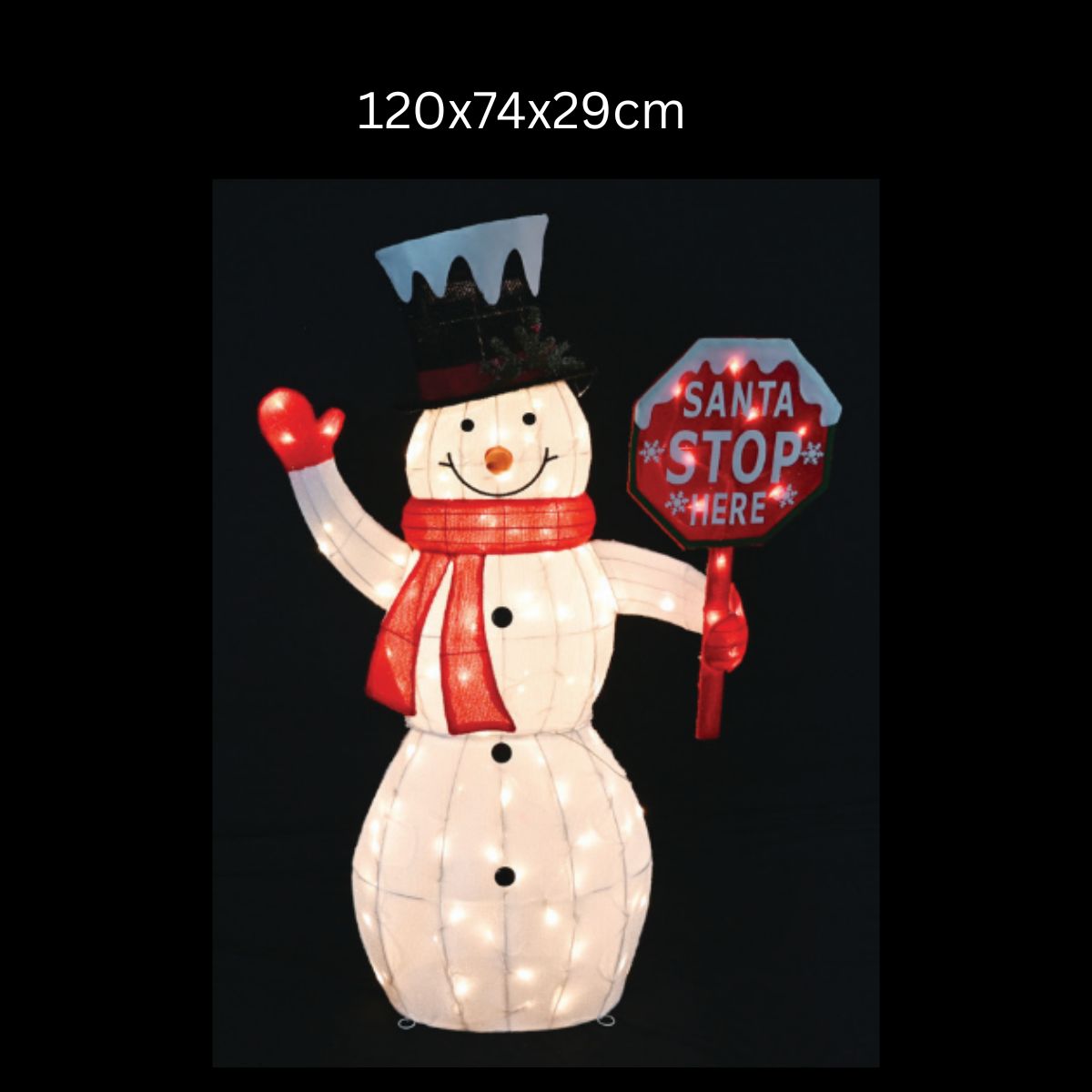 Christmas LED Mesh Snowman Stop Sign Twinkle 120cm