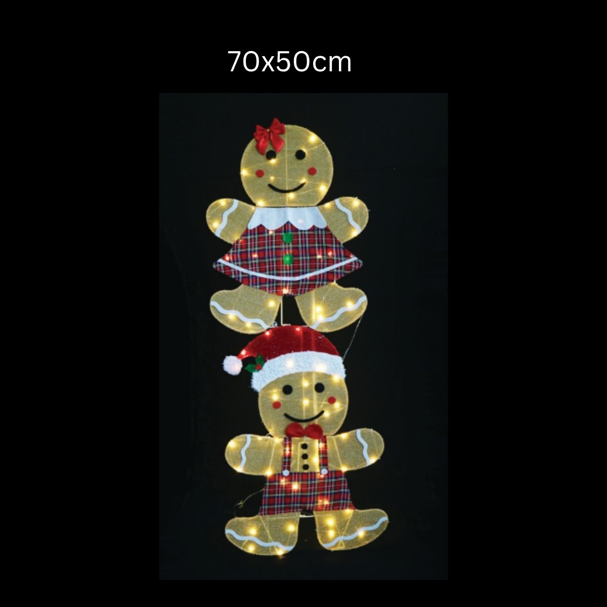 Christmas LED Mesh Tinsel 2 in 1 Gingerbread Pair Twinkle
