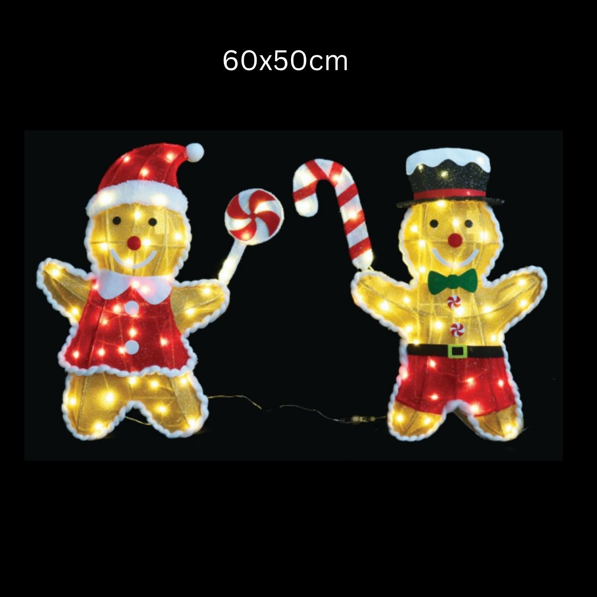 Christmas LED Mesh Tinsel Fancy Gingerbread Pair