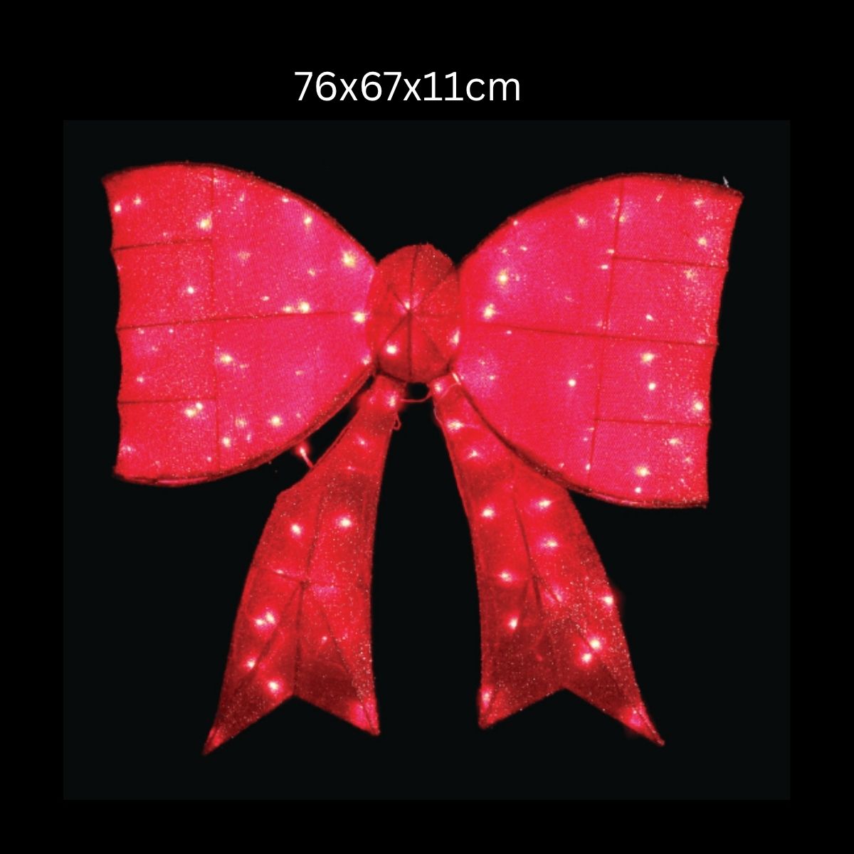 Christmas LED Mesh Tinsel Bow Red Twinkle
