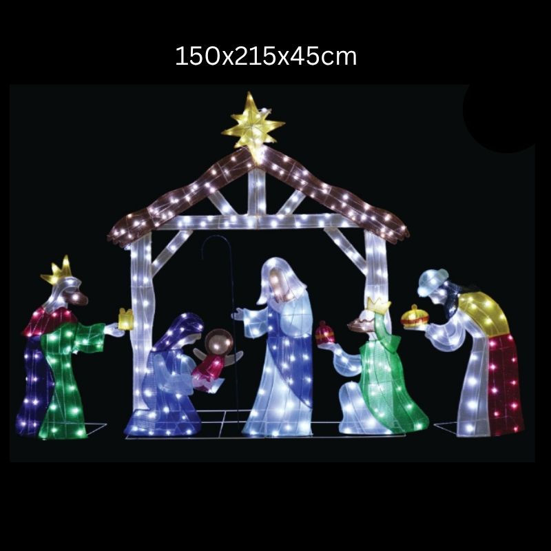 Christmas LED Mesh Tinsel Nativity Scene