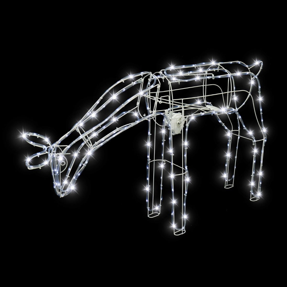 Christmas Solar Animated Reindeer Feeding White