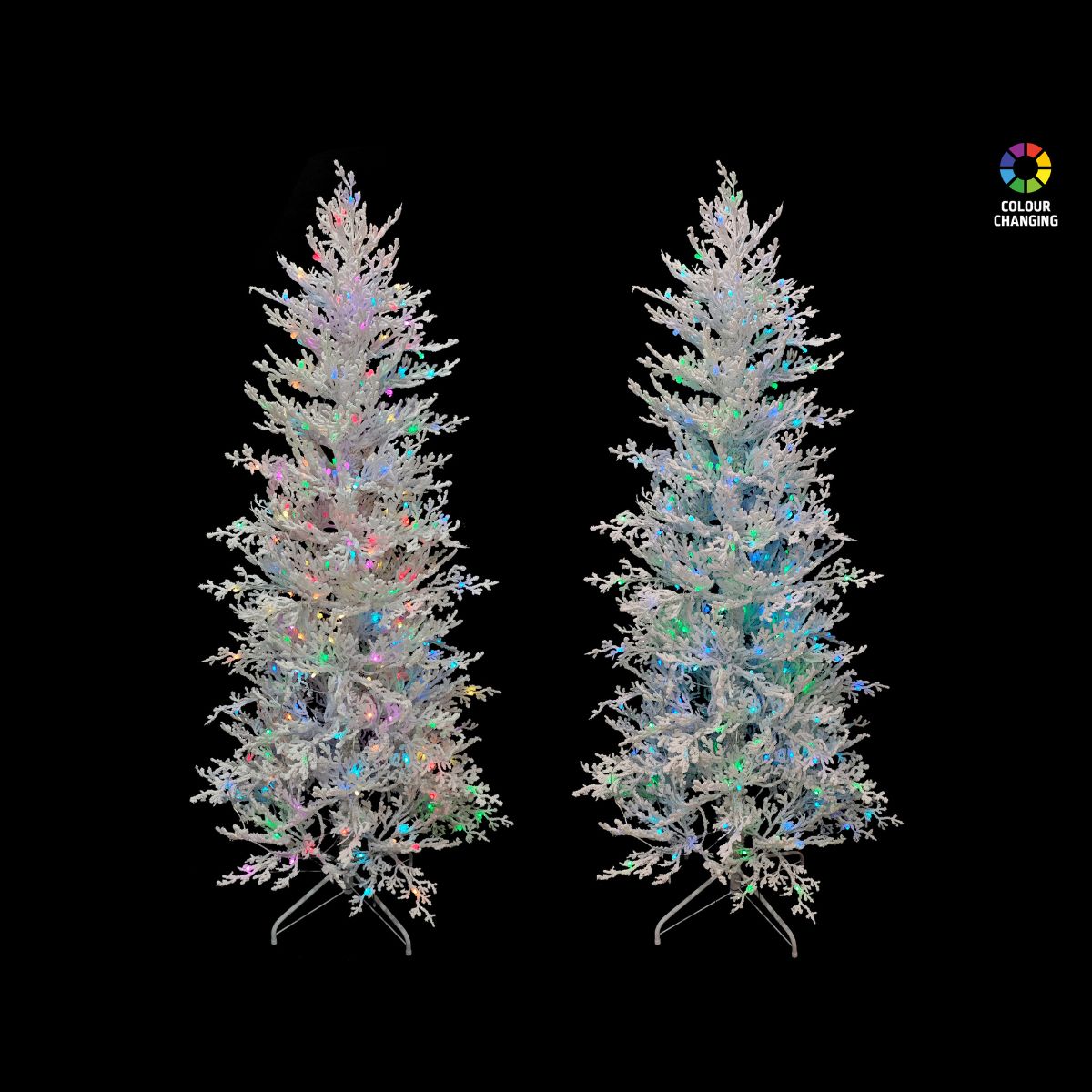 Christmas LED Rainbow Colour Change Snow Tree 180cm