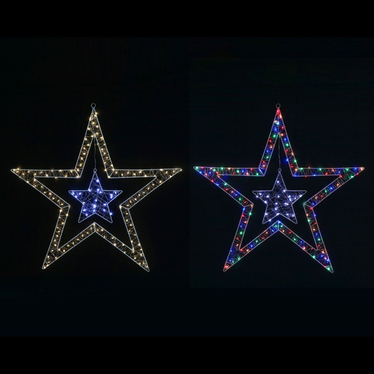 Christmas LED Starry Wire 2in1 2-Tone Hang Stars Assorted
