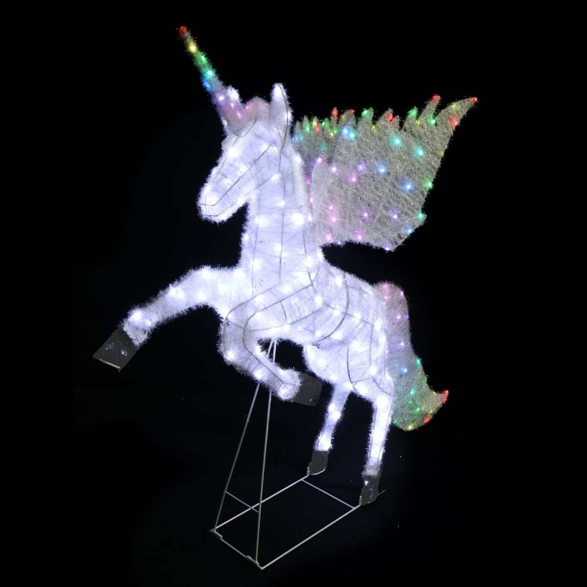 Christmas LED Mesh Tinsel Unicorn Rainbow Wings 130cm