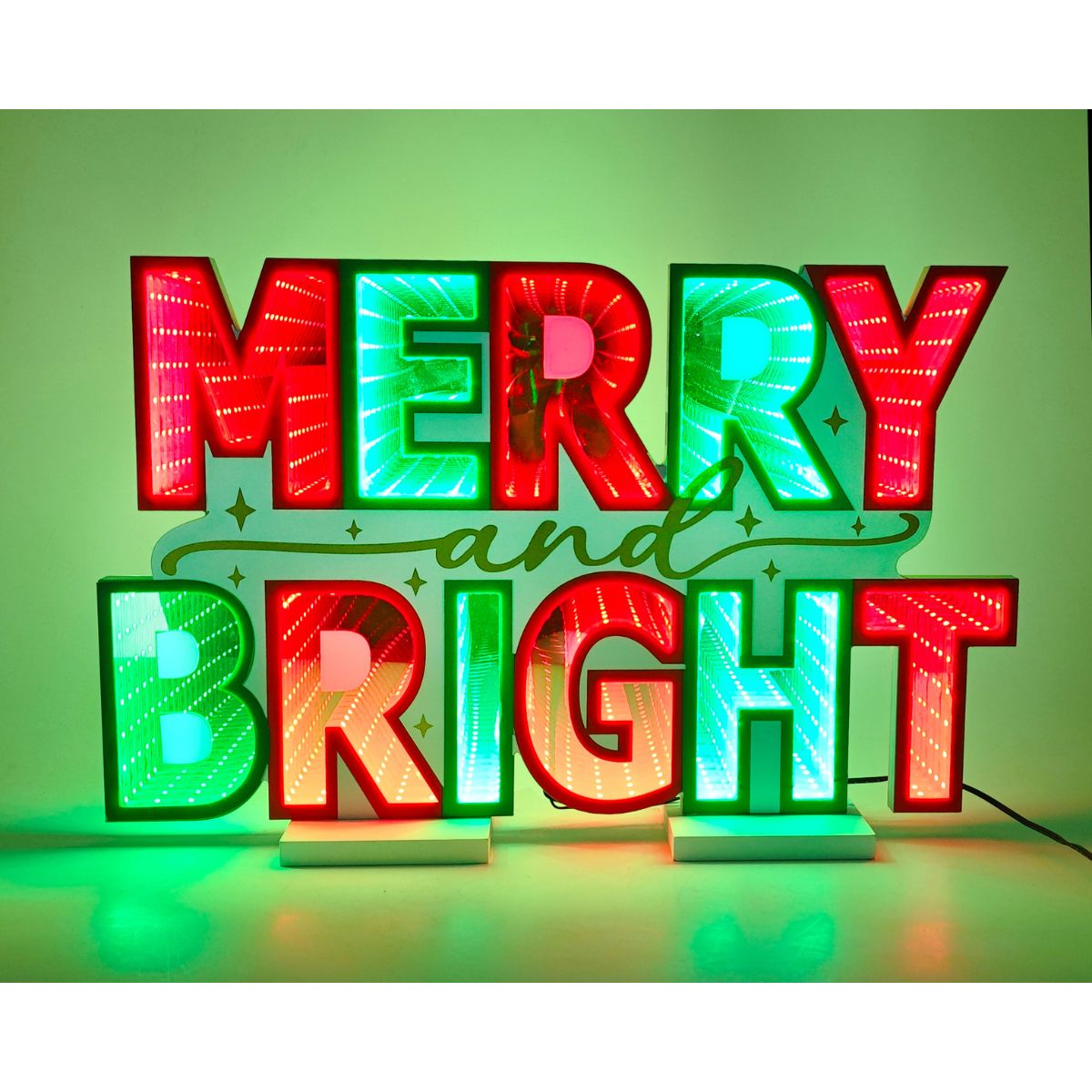 Christmas LED Infinity Merry Bright Sign 45 x 29cm