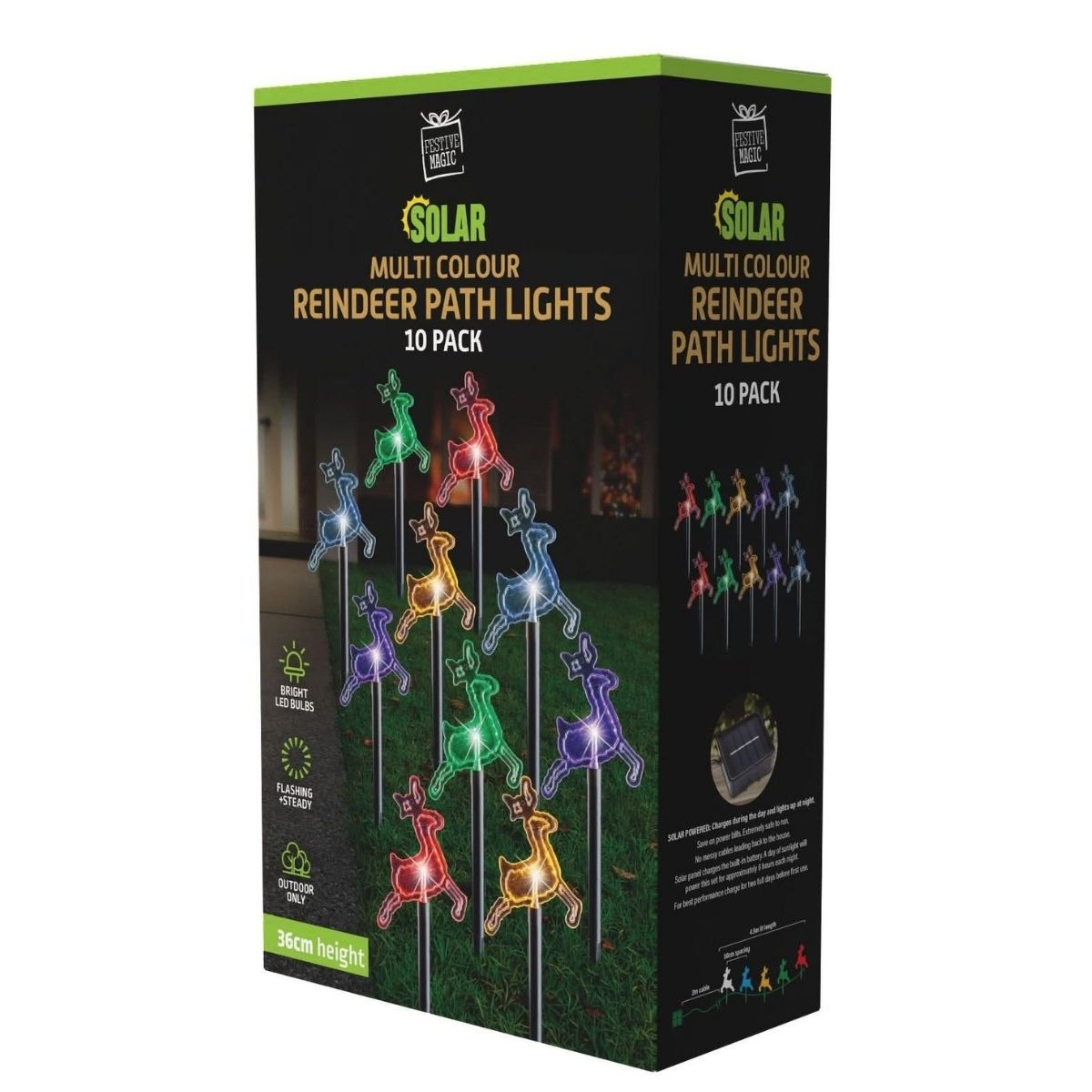 Christmas Solar Reindeer Path Lights 10pk Multi - Christmas Collective NZ