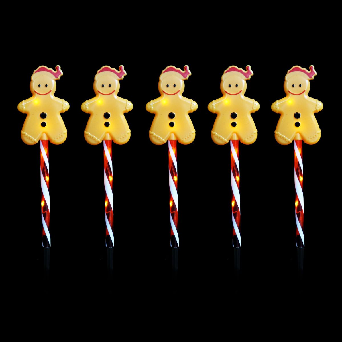 Christmas Solar Gingerbread Path Lights 5pk Assorted