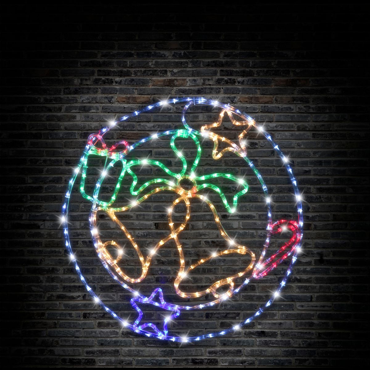 Christmas LED Ropelight Wreath Flashing Bells